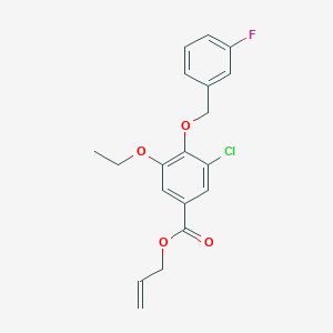 molecular formula C19H18ClFO4 B13006481 Allyl 3-chloro-5-ethoxy-4-((3-fluorobenzyl)oxy)benzoate 