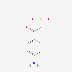 molecular formula C9H11NO3S B13006525 1-(4-Aminophenyl)-2-(methylsulfonyl)ethanone 