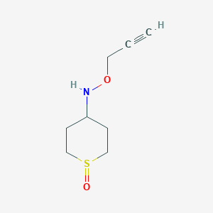 molecular formula C8H13NO2S B13006542 4-((Prop-2-yn-1-yloxy)amino)tetrahydro-2H-thiopyran 1-oxide 