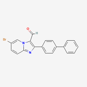 molecular formula C20H13BrN2O B13006635 2-Biphenyl-4-yl-6-bromoimidazo[1,2-a]pyridine-3-carbaldehyde 