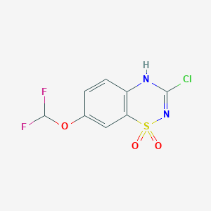 molecular formula C8H5ClF2N2O3S B13006702 3-Chloro-7-(difluoromethoxy)-2H-benzo[e][1,2,4]thiadiazine 1,1-dioxide 