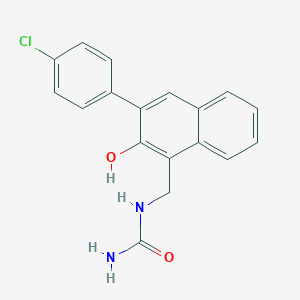 molecular formula C18H15ClN2O2 B13006750 1-((3-(4-Chlorophenyl)-2-hydroxynaphthalen-1-yl)methyl)urea 