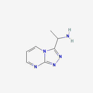 molecular formula C7H9N5 B13006773 1-{[1,2,4]Triazolo[4,3-a]pyrimidin-3-yl}ethan-1-amine 