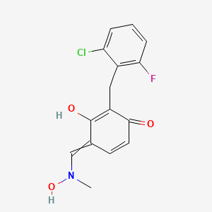 molecular formula C15H13ClFNO3 B1300697 {(Z)-[3-(2-chloro-6-fluorobenzyl)-2,4-dihydroxyphenyl]methylidene}(methyl)ammoniumolate 