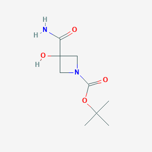 molecular formula C9H16N2O4 B13007074 Tert-butyl 3-carbamoyl-3-hydroxyazetidine-1-carboxylate 