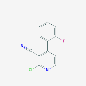 molecular formula C12H6ClFN2 B13007090 2-Chloro-4-(2-fluorophenyl)nicotinonitrile 