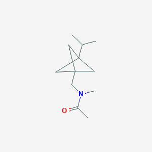 molecular formula C12H21NO B13007169 N-methyl-N-{[3-(propan-2-yl)bicyclo[1.1.1]pentan-1-yl]methyl}acetamide 