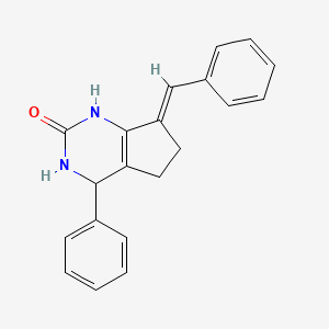 molecular formula C20H18N2O B13007206 7-Benzylidene-4-phenyl-3,4,6,7-tetrahydro-1H-cyclopenta[d]pyrimidin-2(5H)-one 