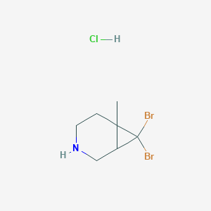 molecular formula C7H12Br2ClN B13007229 7,7-Dibromo-6-methyl-3-azabicyclo[4.1.0]heptane hydrochloride 