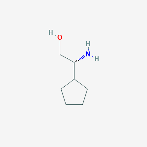 molecular formula C7H15NO B13007249 (2R)-2-Amino-2-cyclopentylethan-1-ol 