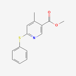 molecular formula C14H13NO2S B13007253 Methyl 4-methyl-6-(phenylthio)nicotinate 