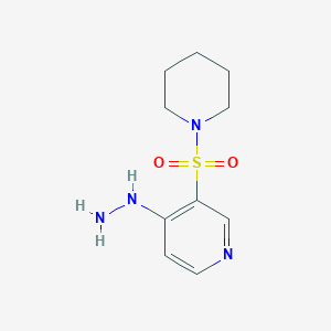 molecular formula C10H16N4O2S B13007264 4-Hydrazinyl-3-(piperidin-1-ylsulfonyl)pyridine 