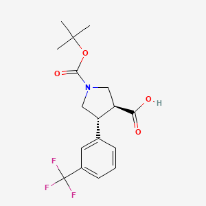 molecular formula C17H20F3NO4 B13007269 (3S,4R)-1-(tert-butoxycarbonyl)-4-(3-(trifluoromethyl)phenyl)pyrrolidine-3-carboxylic acid 