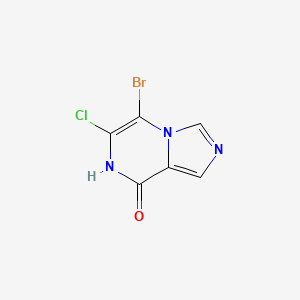 molecular formula C6H3BrClN3O B13007325 5-Bromo-6-chloroimidazo[1,5-a]pyrazin-8-ol 