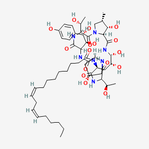 molecular formula C52H81N7O16 B13007355 (9Z,12Z)-N-[(3S,9S,11R,18S,20R,21R,24S,25S,26S)-6-[(1S,2S)-1,2-dihydroxy-2-(4-hydroxyphenyl)ethyl]-11,20,21,25-tetrahydroxy-3,15-bis[(1R)-1-hydroxyethyl]-26-methyl-2,5,8,14,17,23-hexaoxo-1,4,7,13,16,22-hexazatricyclo[22.3.0.09,13]heptacosan-18-yl]octadeca-9,12-dienamide 