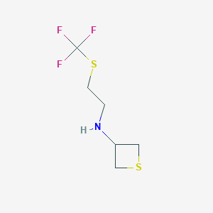 molecular formula C6H10F3NS2 B13007585 N-(2-((Trifluoromethyl)thio)ethyl)thietan-3-amine 