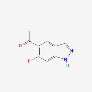 molecular formula C9H7FN2O B13007600 1-(6-fluoro-1H-indazol-5-yl)ethanone 