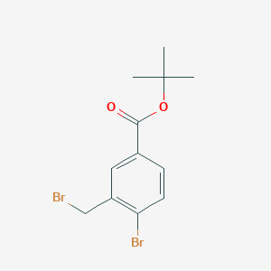 molecular formula C12H14Br2O2 B13007632 tert-Butyl 4-bromo-3-(bromomethyl)benzoate 