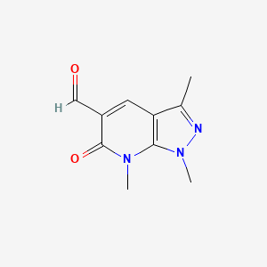 molecular formula C10H11N3O2 B13007633 1,3,7-Trimethyl-6-oxo-6,7-dihydro-1H-pyrazolo[3,4-b]pyridine-5-carbaldehyde 