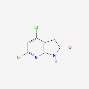 molecular formula C7H4BrClN2O B13007650 6-Bromo-4-chloro-1,3-dihydro-2H-pyrrolo[2,3-b]pyridin-2-one 