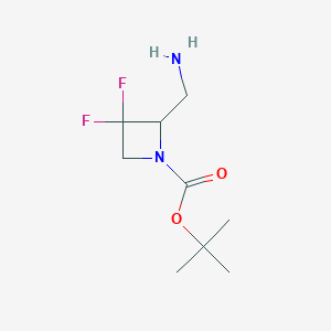 molecular formula C9H16F2N2O2 B13007750 Tert-butyl 2-(aminomethyl)-3,3-difluoroazetidine-1-carboxylate 