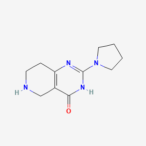 molecular formula C11H16N4O B13007793 2-(Pyrrolidin-1-yl)-5,6,7,8-tetrahydropyrido[4,3-d]pyrimidin-4(3H)-one 