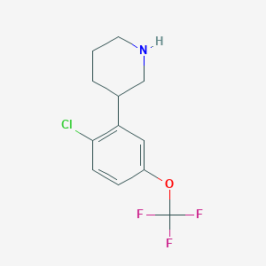 molecular formula C12H13ClF3NO B13007830 3-(2-Chloro-5-(trifluoromethoxy)phenyl)piperidine 