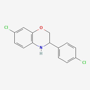 molecular formula C14H11Cl2NO B13007845 7-Chloro-3-(4-chlorophenyl)-3,4-dihydro-2H-benzo[b][1,4]oxazine 