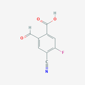 molecular formula C9H4FNO3 B13007888 4-Cyano-5-fluoro-2-formylbenzoic acid 