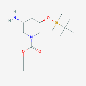 molecular formula C16H34N2O3Si B13007932 tert-butyl (3R,5S)-3-amino-5-[(tert-butyldimethylsilyl)oxy]piperidine-1-carboxylate 