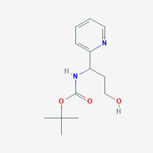 molecular formula C13H20N2O3 B13007957 tert-Butyl (3-hydroxy-1-(pyridin-2-yl)propyl)carbamate 