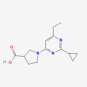 molecular formula C14H19N3O2 B13007994 1-(2-Cyclopropyl-6-ethylpyrimidin-4-yl)pyrrolidine-3-carboxylic acid 