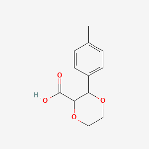 molecular formula C12H14O4 B13008019 3-(p-Tolyl)-1,4-dioxane-2-carboxylic acid 