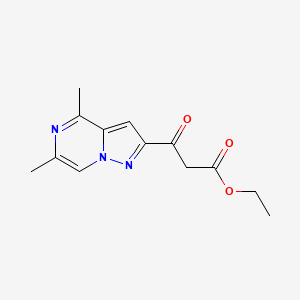 molecular formula C13H15N3O3 B13008058 Ethyl 3-(4,6-dimethylpyrazolo[1,5-a]pyrazin-2-yl)-3-oxopropanoate 