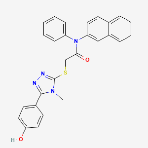 molecular formula C27H22N4O2S B13008271 2-((5-(4-Hydroxyphenyl)-4-methyl-4H-1,2,4-triazol-3-yl)thio)-N-(naphthalen-2-yl)-N-phenylacetamide 