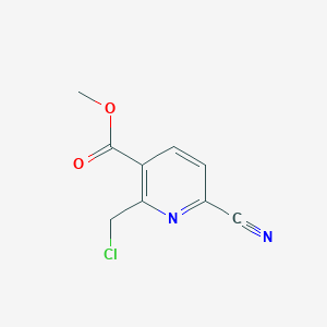 molecular formula C9H7ClN2O2 B13008276 Methyl 2-(chloromethyl)-6-cyanonicotinate 