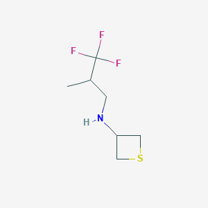 molecular formula C7H12F3NS B13008294 N-(3,3,3-Trifluoro-2-methylpropyl)thietan-3-amine 