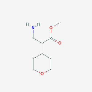 molecular formula C9H17NO3 B13008419 Methyl 3-amino-2-(oxan-4-yl)propanoate 