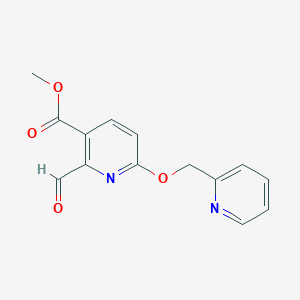 molecular formula C14H12N2O4 B13008540 Methyl 2-formyl-6-(pyridin-2-ylmethoxy)nicotinate CAS No. 1779125-36-8