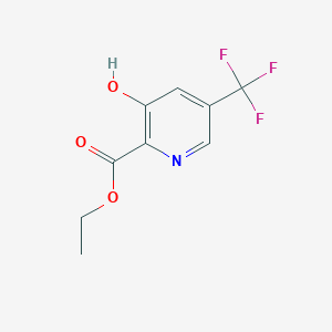 molecular formula C9H8F3NO3 B13008568 Ethyl 3-hydroxy-5-(trifluoromethyl)picolinate 