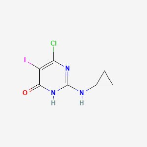 molecular formula C7H7ClIN3O B13008624 6-Chloro-2-(cyclopropylamino)-5-iodopyrimidin-4(3H)-one 