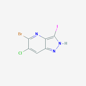 molecular formula C6H2BrClIN3 B13008635 5-Bromo-6-chloro-3-iodo-1H-pyrazolo[4,3-b]pyridine 