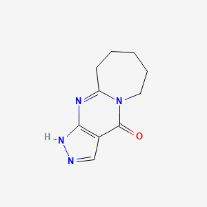 molecular formula C10H12N4O B13008655 1,5,6,8-tetrazatricyclo[7.5.0.03,7]tetradeca-3(7),4,8-trien-2-one CAS No. 23942-31-6