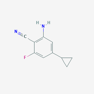 molecular formula C10H9FN2 B13008710 2-Amino-4-cyclopropyl-6-fluorobenzonitrile 