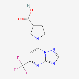 molecular formula C11H10F3N5O2 B13008718 1-(5-(Trifluoromethyl)-[1,2,4]triazolo[1,5-a]pyrimidin-7-yl)pyrrolidine-3-carboxylic acid 