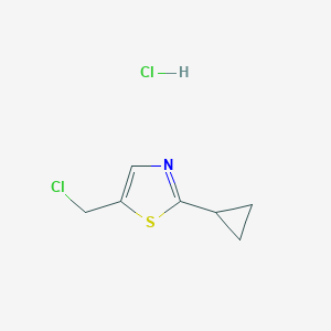 molecular formula C7H9Cl2NS B13008731 5-(Chloromethyl)-2-cyclopropylthiazole hydrochloride 