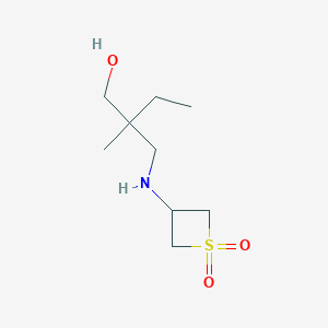 molecular formula C9H19NO3S B13008789 3-((2-(Hydroxymethyl)-2-methylbutyl)amino)thietane 1,1-dioxide 