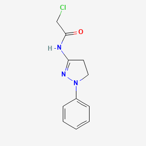 molecular formula C11H12ClN3O B1300881 2-chloro-N-(1-phenyl-4,5-dihydro-1H-pyrazol-3-yl)acetamide CAS No. 727675-40-3