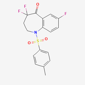 molecular formula C17H14F3NO3S B13008812 4,4,7-Trifluoro-1-[(4-methylphenyl)sulfonyl]-1,2,3,4-tetrahydro-5H-1-benzoazepine-5-one 