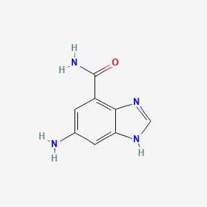 molecular formula C8H8N4O B13008925 6-Amino-1H-benzo[d]imidazole-4-carboxamide 